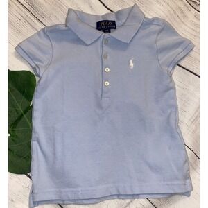 Polo Ralph Lauren Children Wear Mesh Interlock Polo Shirt Blue Size 4/4T Girl